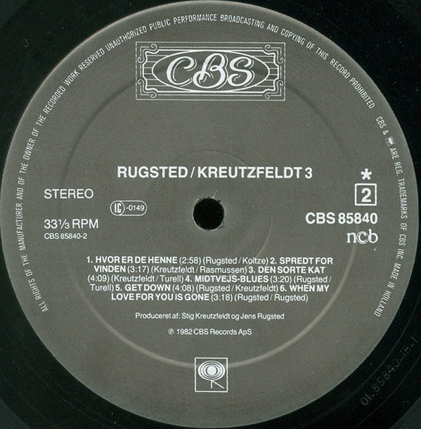 Rugsted Kreutzfeldt* : Rugsted Kreutzfeldt 3 (LP, Album, Gat)