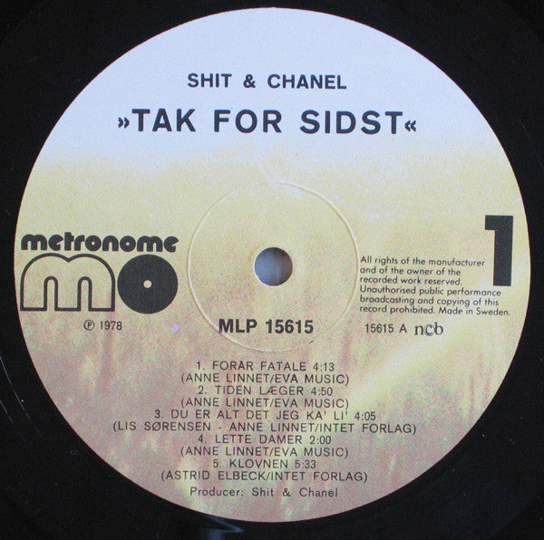 Shit & Chanel : Tak For Sidst (LP, Album)