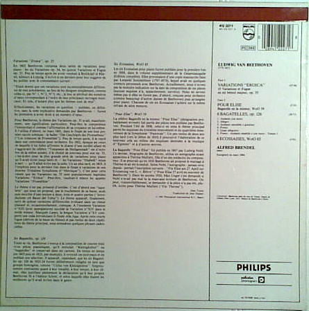 Beethoven*, Alfred Brendel : Pour Elise - Variations "Eroica" - Six Bagatelles - Six Ecossaises (LP, Album)