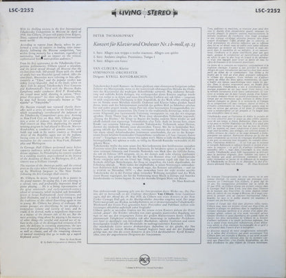Pyotr Ilyich Tchaikovsky, Van Cliburn, RCA Victor Symphony Orchestra, Kiril Kondrashin : Konzert Für Klavier Und Orchester Nr. 1 B-moll, Op. 23 (LP)