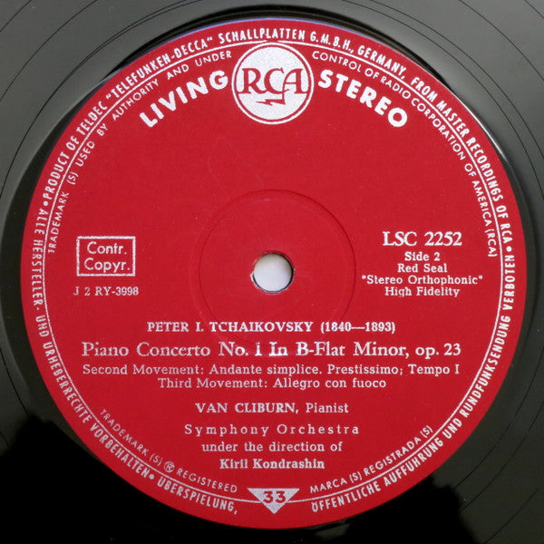 Pyotr Ilyich Tchaikovsky, Van Cliburn, RCA Victor Symphony Orchestra, Kiril Kondrashin : Konzert Für Klavier Und Orchester Nr. 1 B-moll, Op. 23 (LP)
