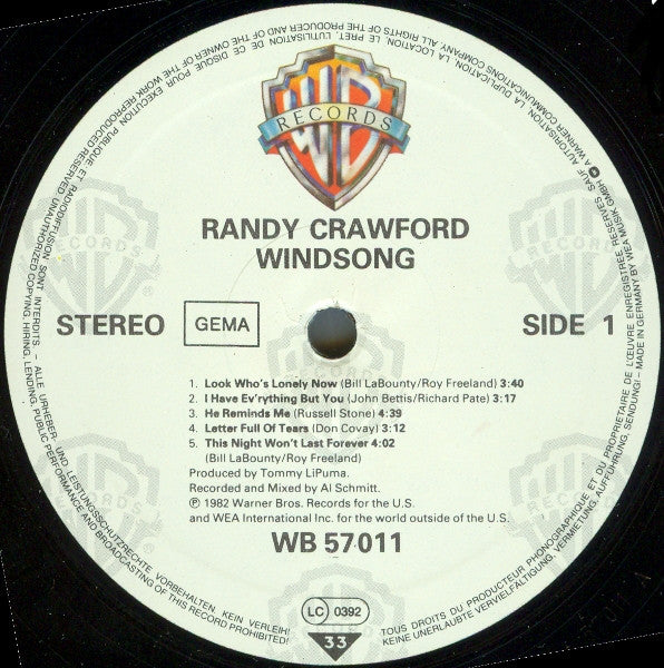 Randy Crawford : Windsong (LP, Album, RE)