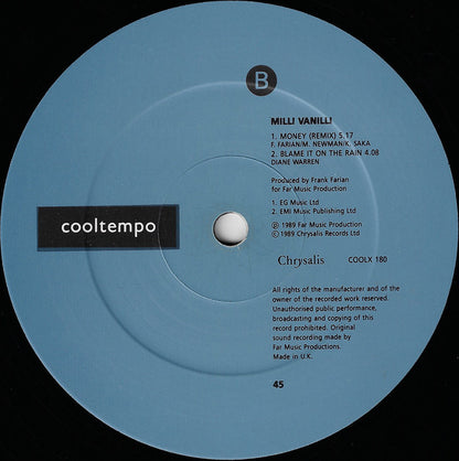 Milli Vanilli : Blame It On The Rain (12", Single)