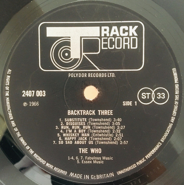 The Who / Jimi Hendrix : Backtrack 3 (LP, Comp)
