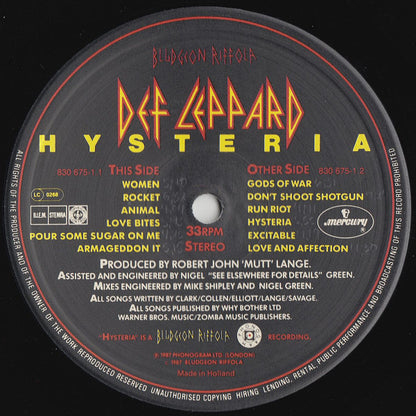 Def Leppard : Hysteria (LP, Album)