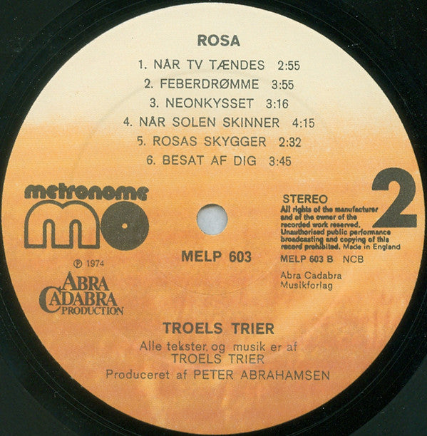 Troels Trier : Rosa (LP, Album, Pre)