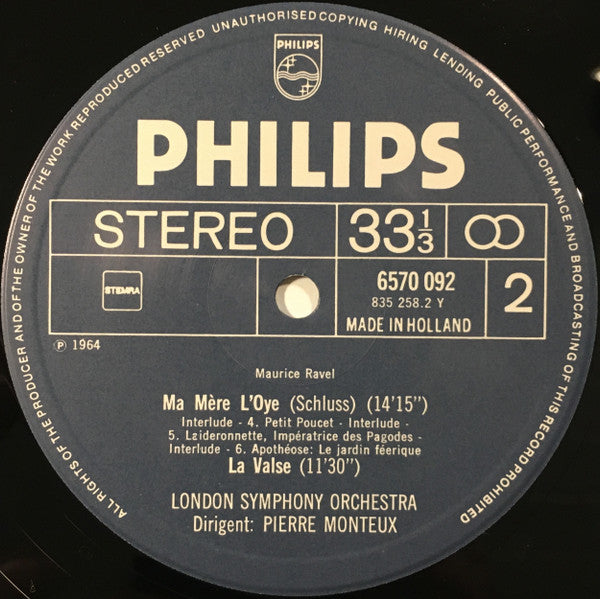 Ravel*, London Symphony Orchestra, Pierre Monteux : Boléro / Ma Mère L'Oye / La Valse (LP, Album, RE)