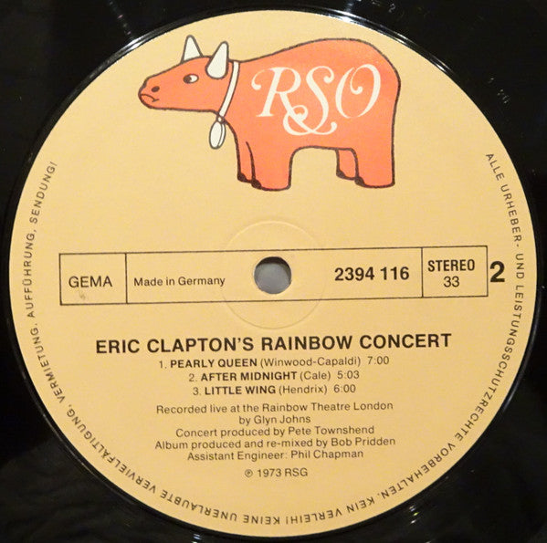 Eric Clapton : Eric Clapton's Rainbow Concert (LP, Album, RE)