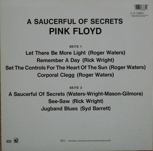 Pink Floyd : A Saucerful Of Secrets (LP, Album, RE)