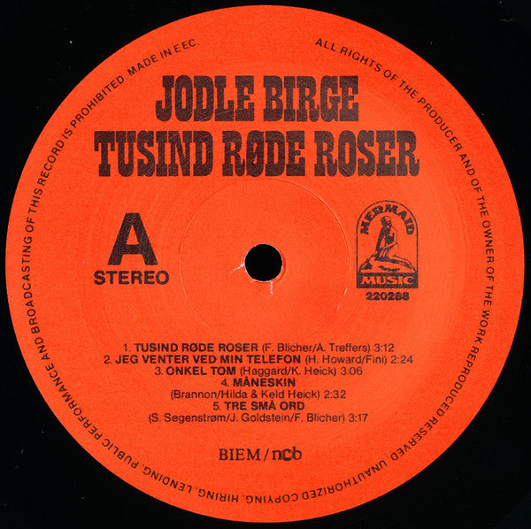 Jodle Birge : Tusind Røde Roser (LP, Album)