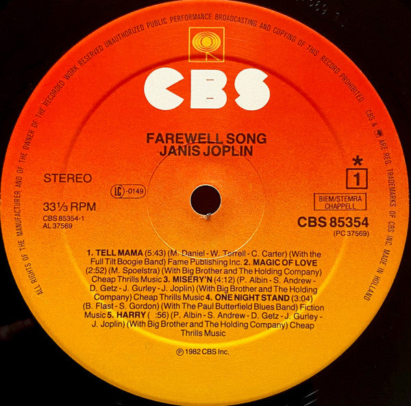 Janis Joplin : Farewell Song (LP, Album)