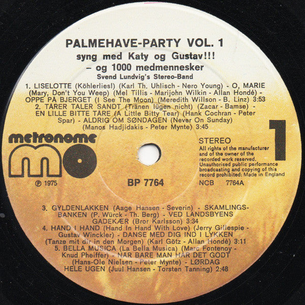 Katy Bødtger Og Gustav Winckler Og Svend Lundvigs Orkester : Palmehave-Party (LP, Album)