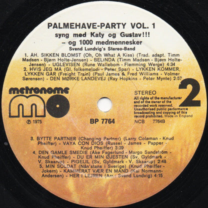 Katy Bødtger Og Gustav Winckler Og Svend Lundvigs Orkester : Palmehave-Party (LP, Album)