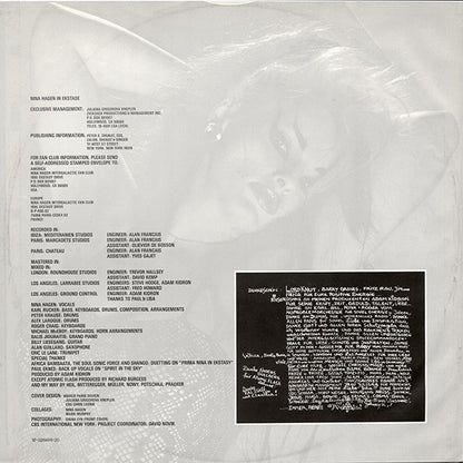 Nina Hagen : In Ekstase (LP, Album, Red)