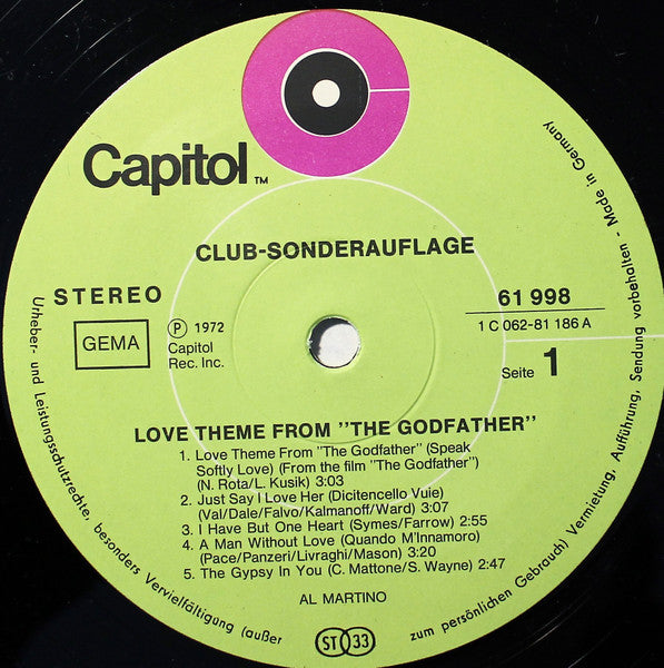 Al Martino : Love Theme From The Godfather (LP, Album, Club)