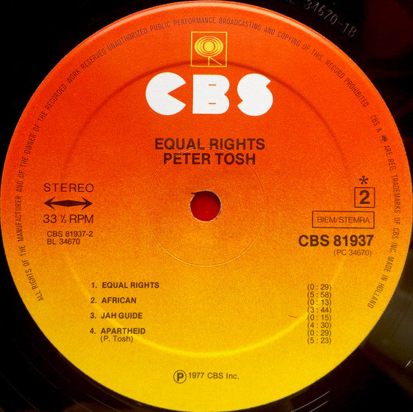Peter Tosh : Equal Rights (LP, Album)