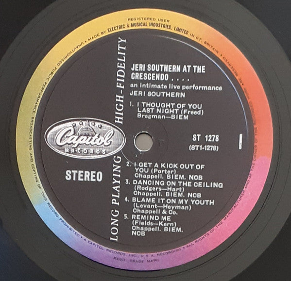 Jeri Southern : Jeri Southern At The Crescendo (LP, Album)