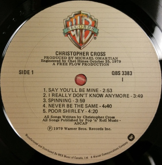 Christopher Cross : Christopher Cross (LP, Album)