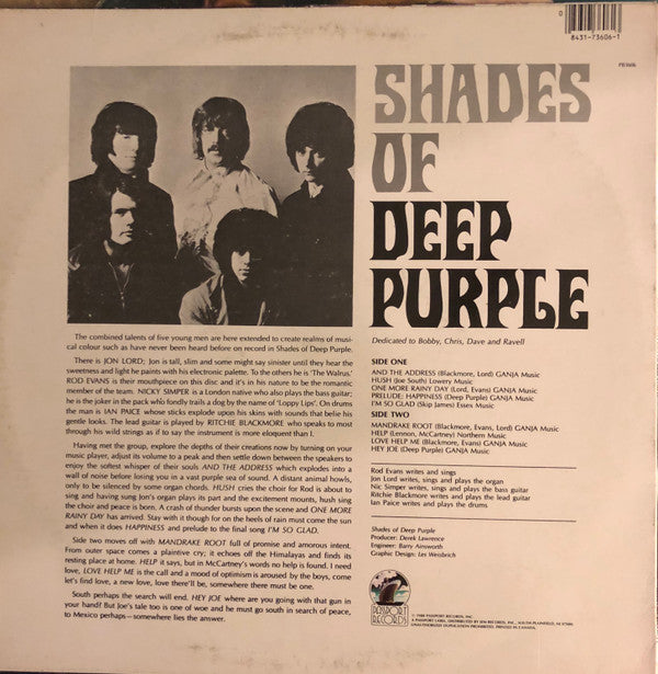 Deep Purple : Shades Of Deep Purple (LP, Album, RE)