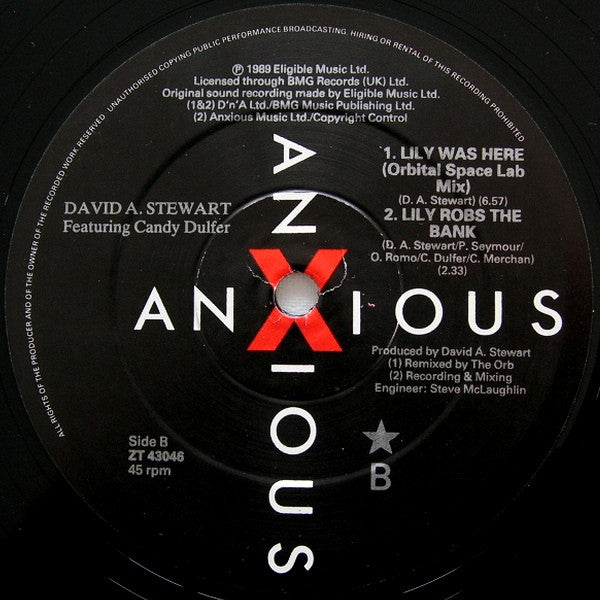 David A. Stewart Featuring Candy Dulfer : Lily Was Here (12", Single)