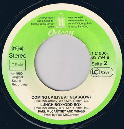 Paul McCartney : Coming Up (7", Single)