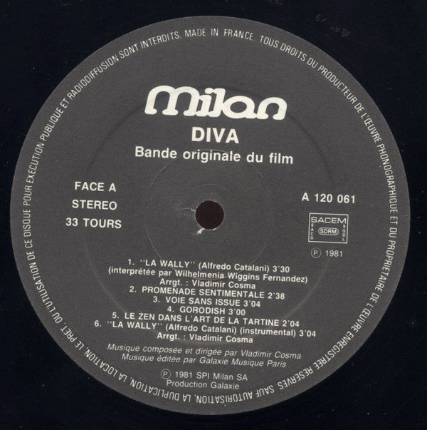 Vladimir Cosma : Diva (Bande Originale Du Film) (LP, Album, RE, Bla)