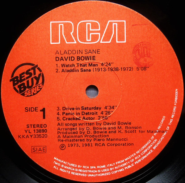 David Bowie : Aladdin Sane (LP, Album, RE, RM)
