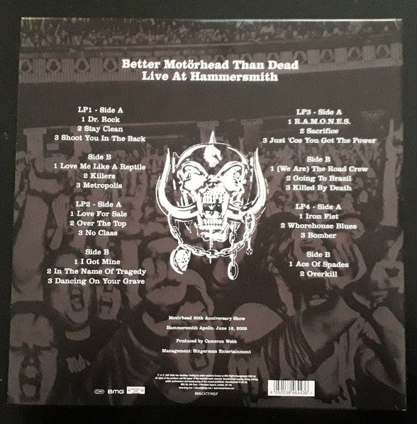 Motörhead : Better Motörhead Than Dead - Live At Hammersmith (4xLP, Album, RE)