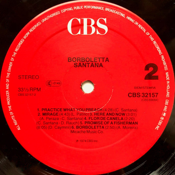 Santana : Borboletta (LP, Album, RE)