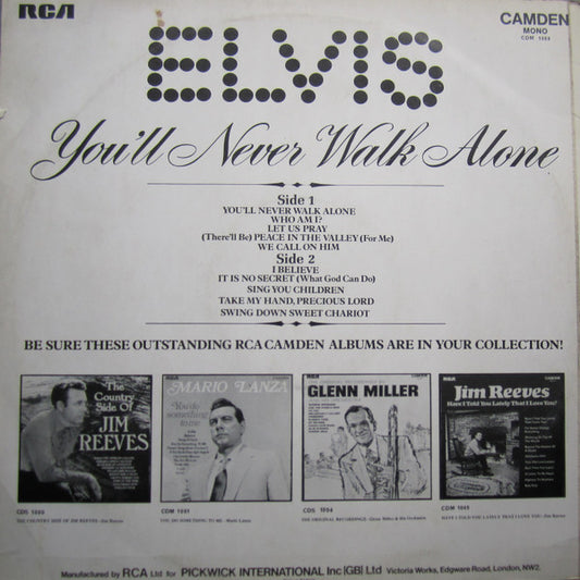 Elvis Presley : You'll Never Walk Alone (LP, Album, Comp, Mono, Tur)