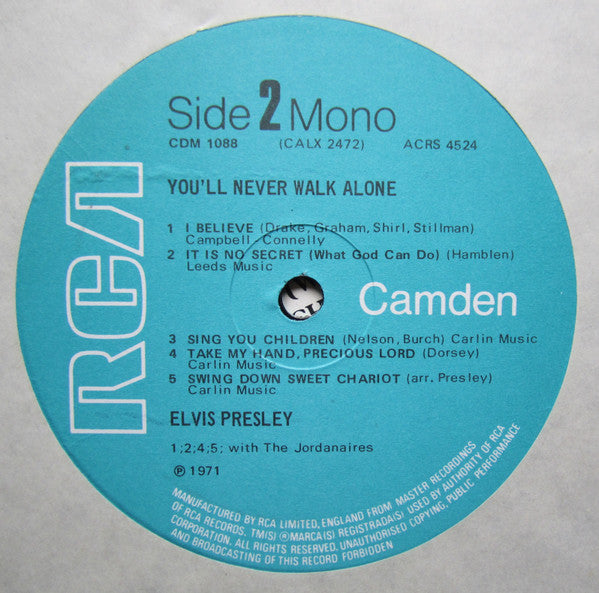 Elvis Presley : You'll Never Walk Alone (LP, Album, Comp, Mono, Tur)