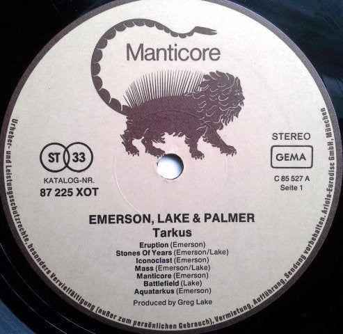 Emerson, Lake & Palmer : Tarkus (LP, Album, RE, Gat)