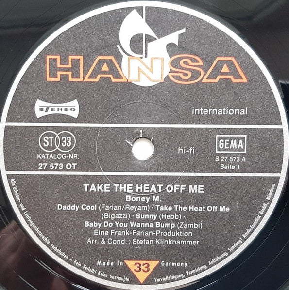 Boney M. : Take The Heat Off Me (LP, Album, RP)