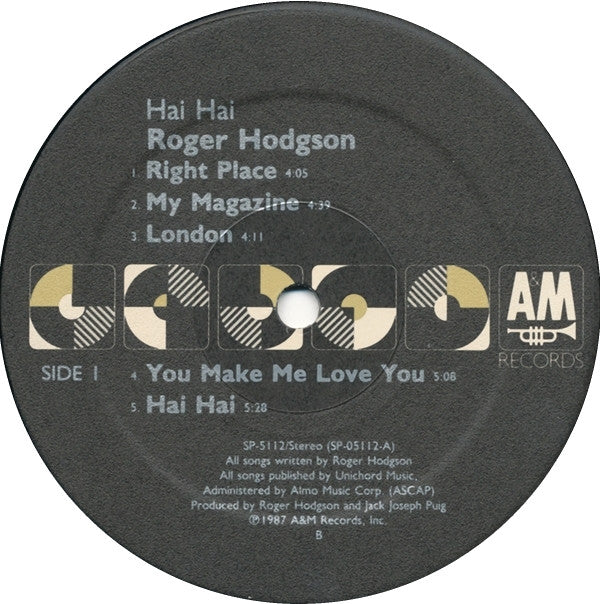 Roger Hodgson : Hai Hai (LP, Album)