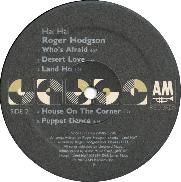 Roger Hodgson : Hai Hai (LP, Album)