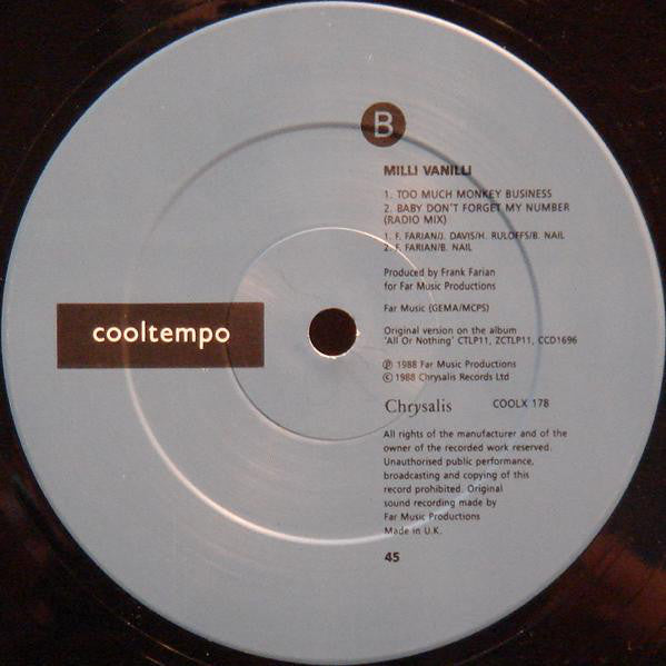 Milli Vanilli : Baby Don't Forget My Number (12")