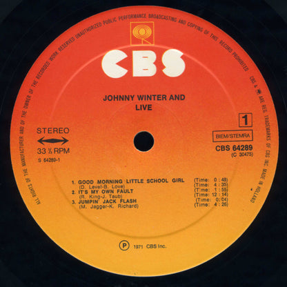 Johnny Winter And : Live Johnny Winter And (LP, Album, RE, Gat)