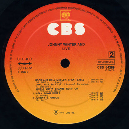 Johnny Winter And : Live Johnny Winter And (LP, Album, RE, Gat)