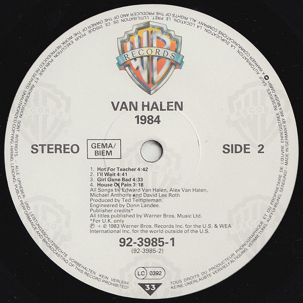 Van Halen : 1984 (LP, Album)