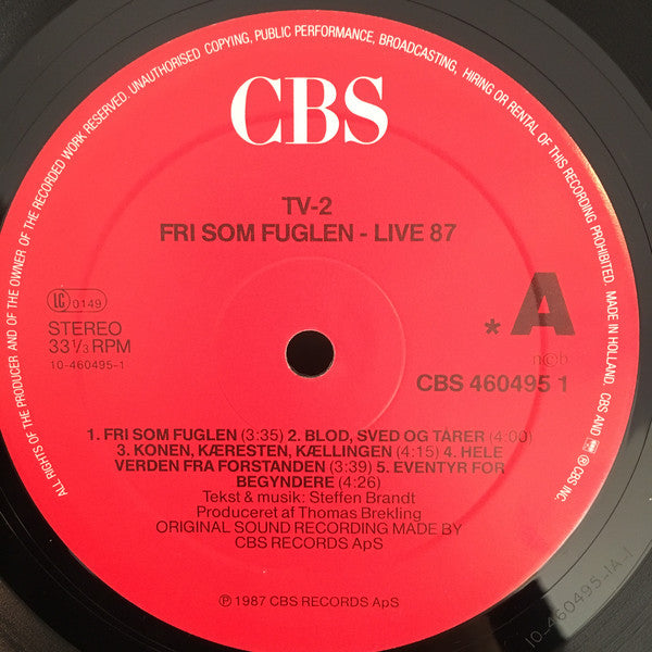 tv-2 : Fri Som Fuglen - Live 87 (2xLP)