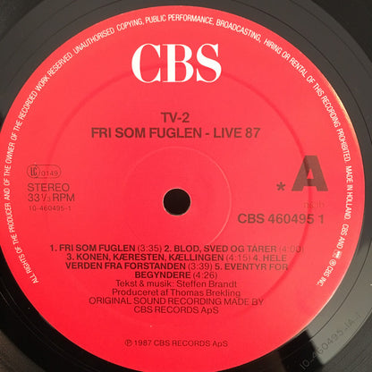 tv-2 : Fri Som Fuglen - Live 87 (2xLP)