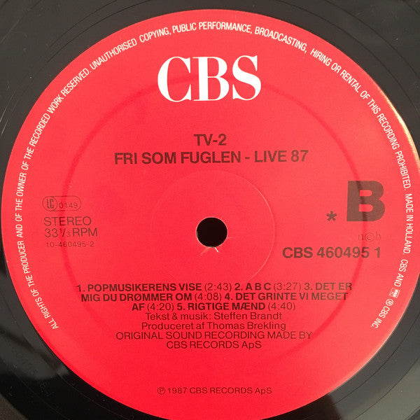 tv-2 : Fri Som Fuglen - Live 87 (2xLP)