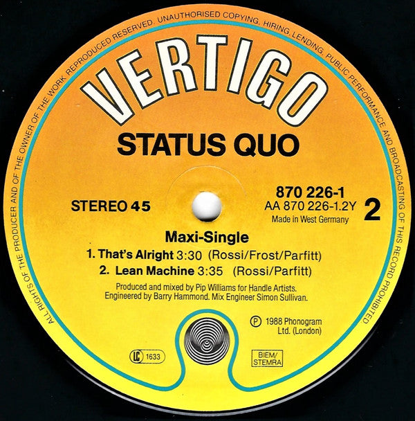 Status Quo : Ain't Complaining (12", Maxi)