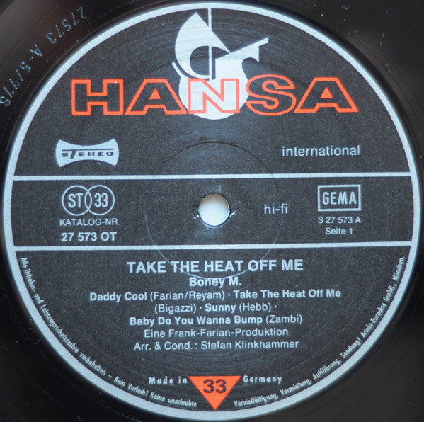 Boney M. : Take The Heat Off Me (LP, Album)