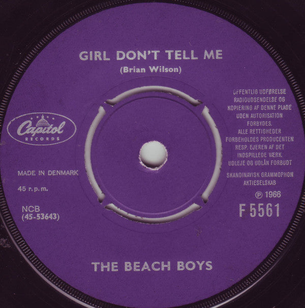 The Beach Boys : Barbara Ann / Girl Don't Tell Me (7")