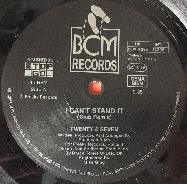 Twenty 4 Seven Featuring Captain Hollywood : I Can't Stand It! (The Remix) (12")