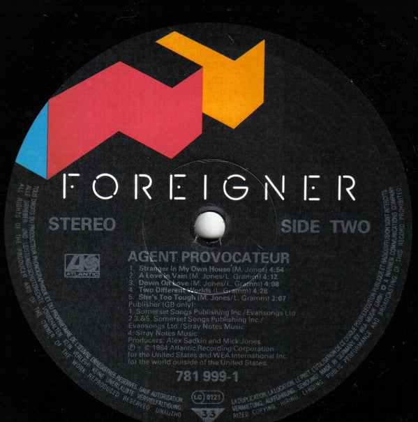 Foreigner : Agent Provocateur (LP, Album, Tel)