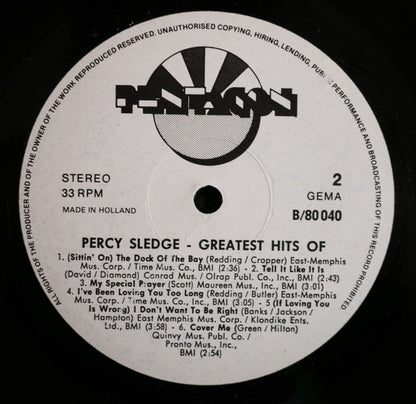 Percy Sledge : Greatest Hits Of Percy Sledge (LP, Comp)