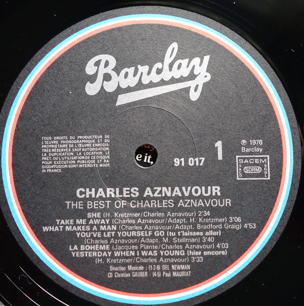 Charles Aznavour : The Best Of Charles Aznavour (LP, Comp, RE, Gat)