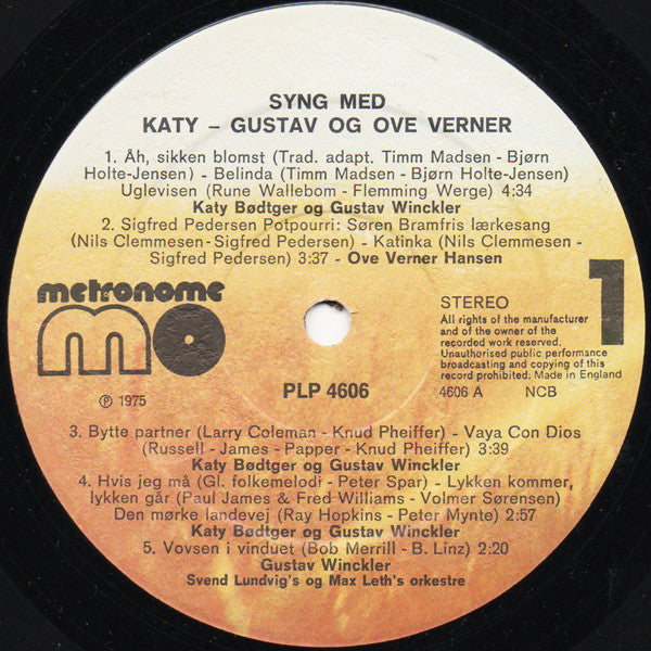 Gustav Winckler, Katy Bødtger Og Ove Verner Hansen : Syng Med Gustav - Katy Og Ove Verner (LP)